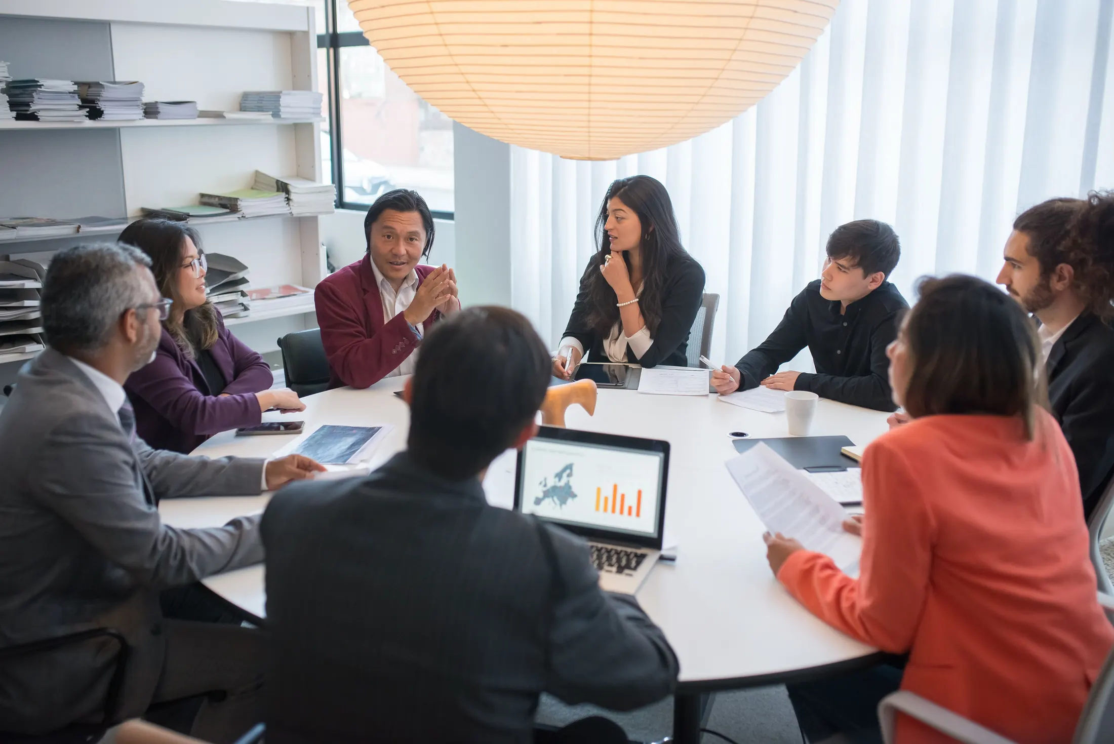 Commercial dashboard on screen during a meeting